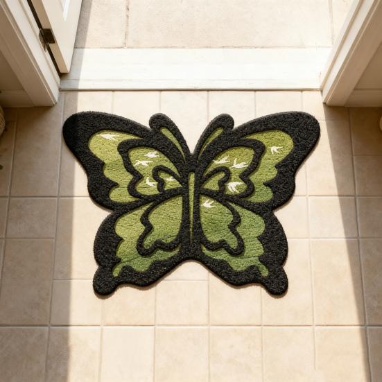 Floor Mat Butterflies Shape Water-Repellent Easy To Clean Bathroom Rug with Anti-Slip Base High-Density Diatom Ooze Bath Mat