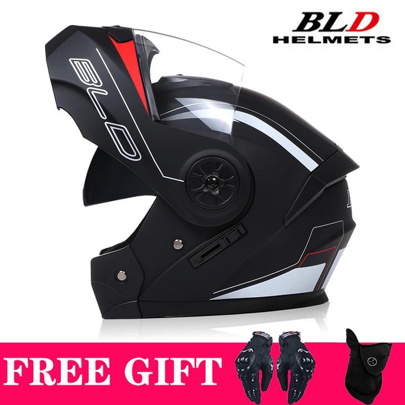 Full Face Motorcycle Helmet With Dual Visors Flip-Up Design Scooter E-Bike Riders