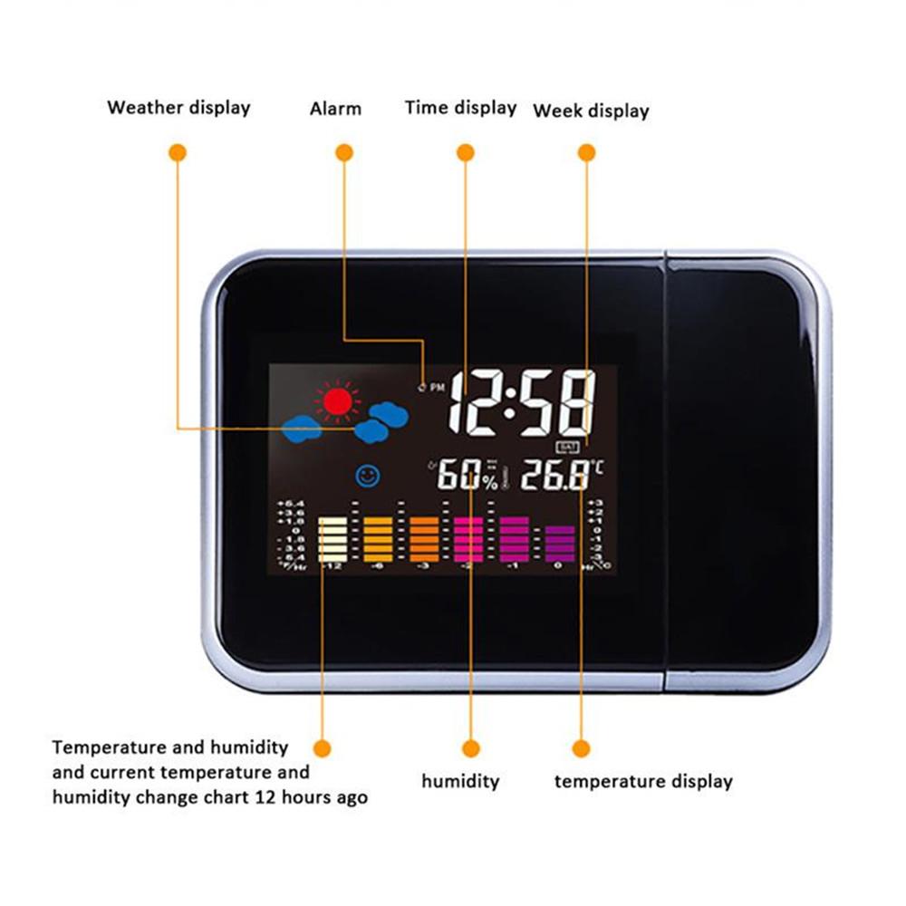 Swivel Projection Alarm Clock Weather Station Thermometer Temp Humidity Monitor