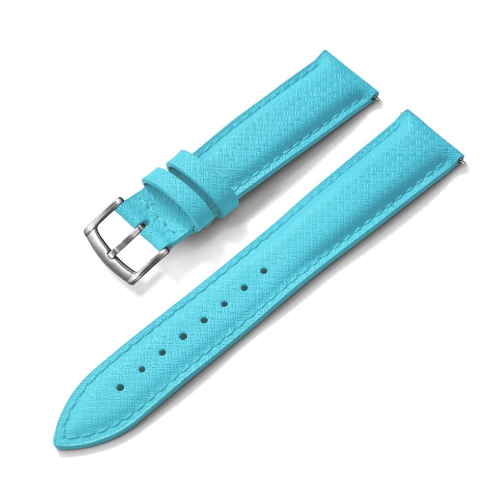 STAPELP 18mm 19mm 20mm 22mm Sailcloth Strap FKM TOP+Leather Base Tropical Texture Rubber Watch Bands Quick Release Pin Buckle