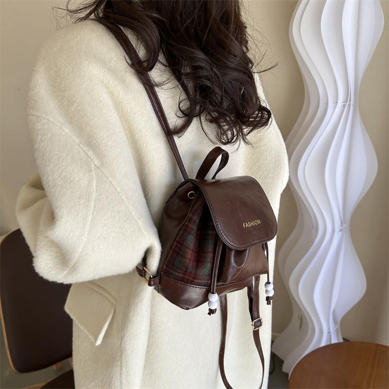 Stylish Black Brown White Casual Backpack For Students With Unique Design And Soft Pu Material