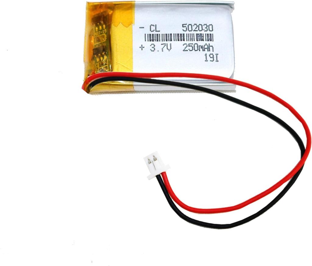 3.7V 250mAh Lithium Battery Model 502030 with Protection Circuit – Rechargeable – Compatible with Bluetooth Earphones and TWS Headphones