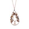 Ancient Red Copper Winding Natural Stone Crystal Water Drop Shaped Tree Of Life Necklace Colorful Stone Pendant N29