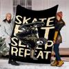skateboard Theme Printed Blanket - Perfect for Couch, Bed, Travel & Outdoor Use | Machine Washable, Cozy & Durable.