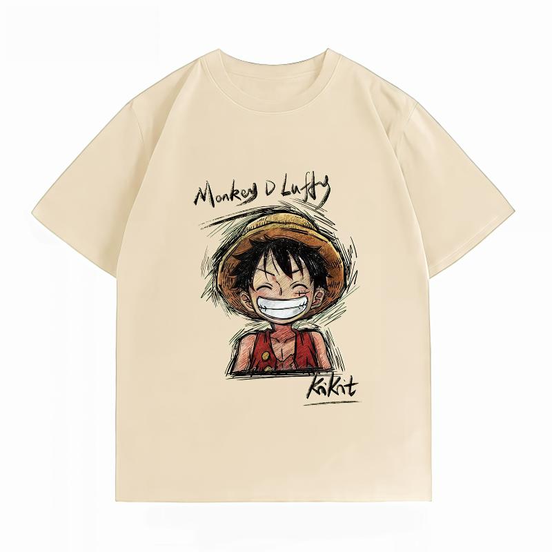 Unisexs Clothing New 100 Cotton Breathable Summer TShirt One Piece Luffy Print Casual Streetwear Unisexs TShirt
