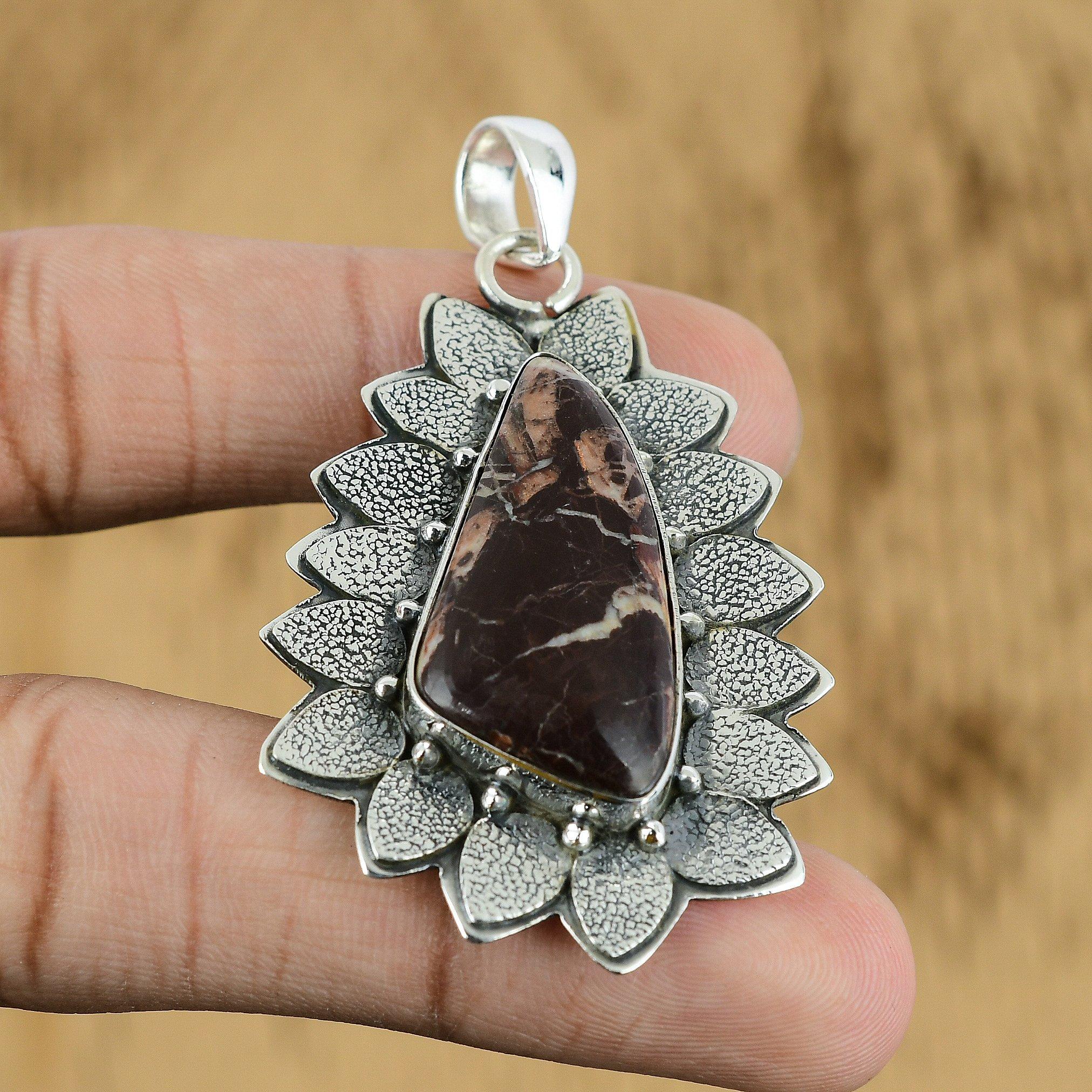 

Natural Coconut Jasper Gemstone Pendant 925 Sterling Silver Jewelry For Girls