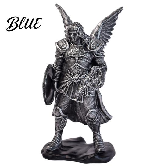 Decorative Bookcase Angel with Weapons Resin Winged Statue Ornament Warrior Soldier Figurine Retro Bronze & Gift for Art