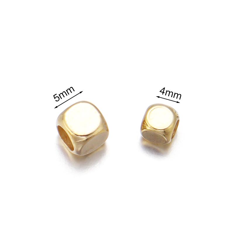200pcs/Lot CCB Square Large Hole Beads Gold Silver Color Loose Spacer Big Hole Bead for Jewelry Making DIY Findings Accessories