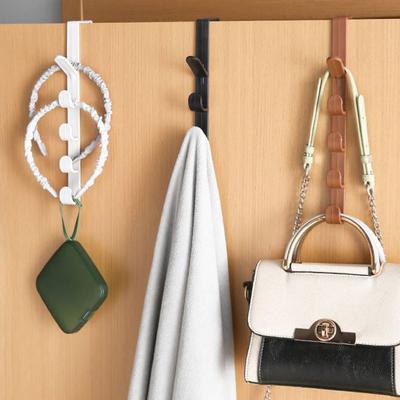 Hook Up Lightweight Plastic Door Hook with Drill-Free Installation Multiple Hooks Damage-free Door Hanger Home Storage Organizer