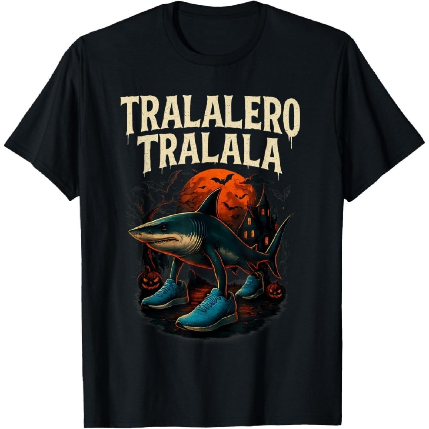 XXIAOLONG Zombie Tralalero Tralala - Italian Brainrot Halloween Meme T-Shirt S
