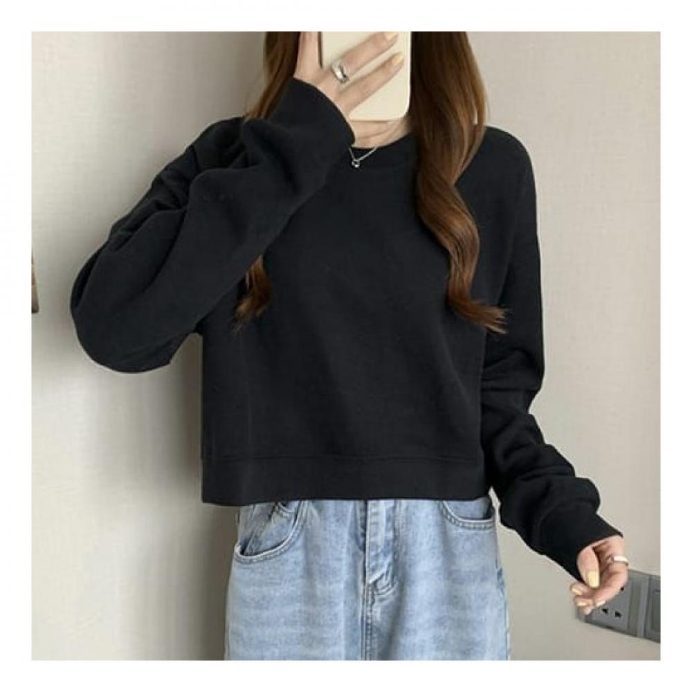 Navava Cropped Long Sleeve Solid T shirT nT1936