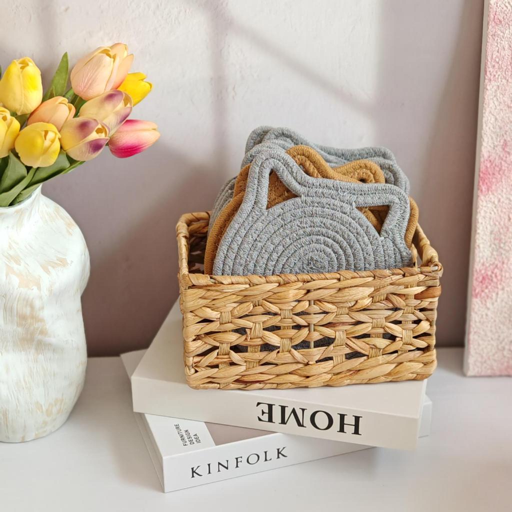 Water Hyacinth Woven Storage Basket - Desktop Organizer & Toy Storage Bin