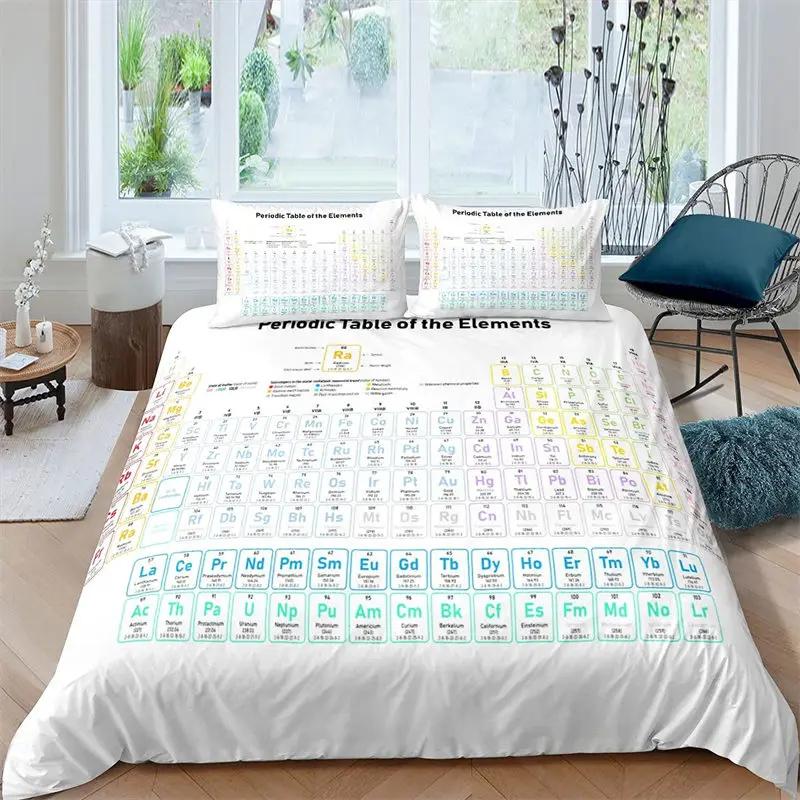 Periodic Table Of Elements Duvet Cover Science Bedding Set Microfiber Chemistry Lovers Learning Image For Kids Teens Adult Decor