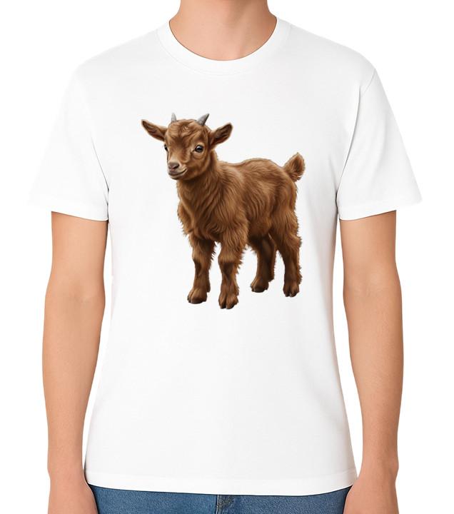 Baby Goat T-Shirt Cute Farm Animal Kid Goat Illustration Unisex Tee S