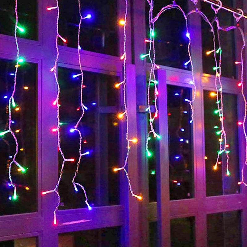 Outdoor Waterproof LED Starry Icicle Fairy String Lights - Holiday Flashing Curtain Decoration
