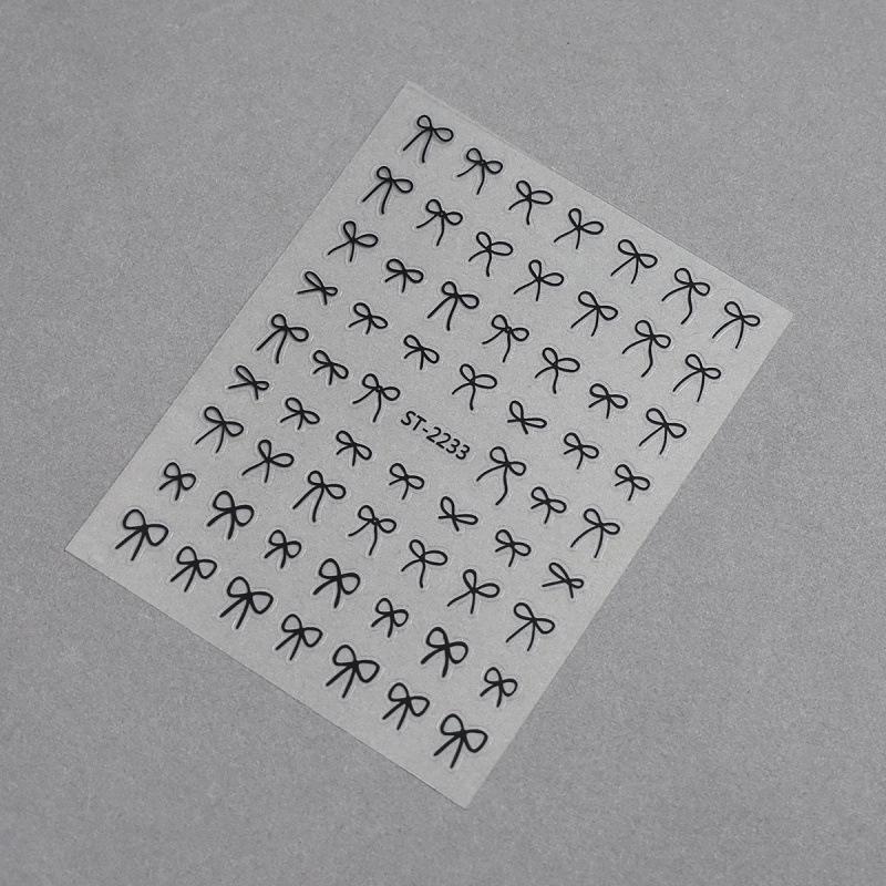3D Bowknot Nail Stickers: Black, White, Gold, Silver, Red Self-Adhesive Decals