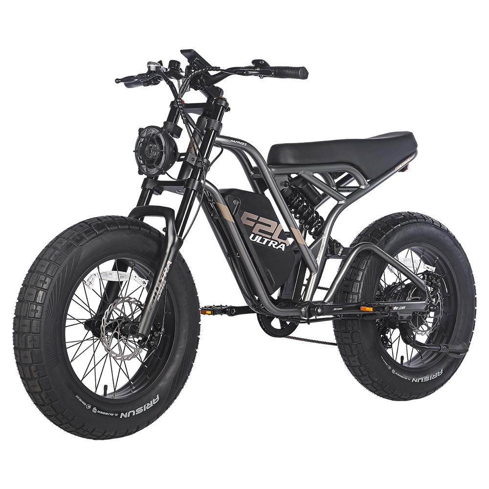 FAFREES F20 ULTRA Elektrofahrrad, 750 W Motor, 48 V 25 Ah Akku, 20 x 5 Zoll dicke Reifen, 25 km/h Höchstgeschwindigkeit, 80–100 km Reichweite, SHIMANO 7-Gang-Schaltung – Grau