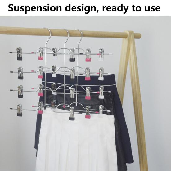 Pants Hanger Good Load-bearing Multi-layered Rustproof Non-slip Simple Installation 4 Tier Wardrobe Clothes Organizer Pants Hanger Household Supplies