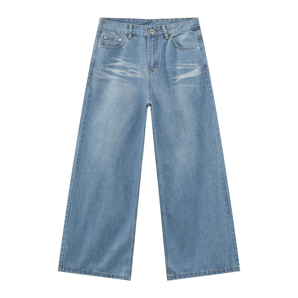Men's Clothing | Washed Wide Leg Drape Cleanfit Straight Floor Mopping Jeans Versatile