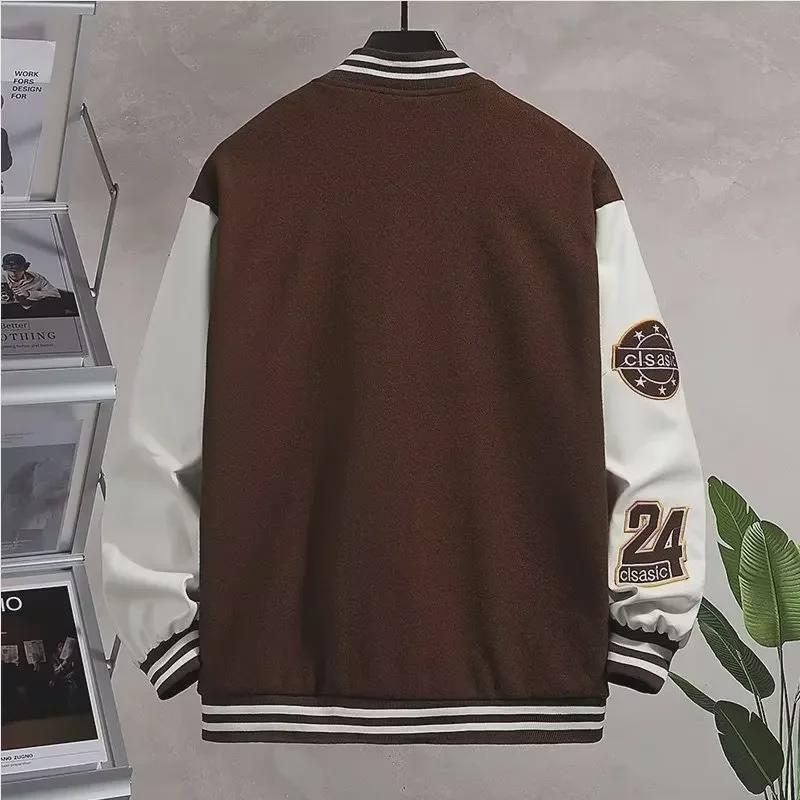 Men's Trendy College-Style Embroidered Baseball Jacket - Hong Kong Style, Perfect for Spring and Autumn Couples and Students
