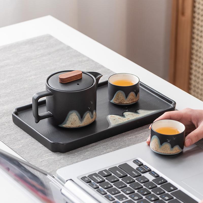 Hand painted distant mountain lifting beam teapot kung fu tea set teacup tea tray gift box hardcover high-end business souvenir