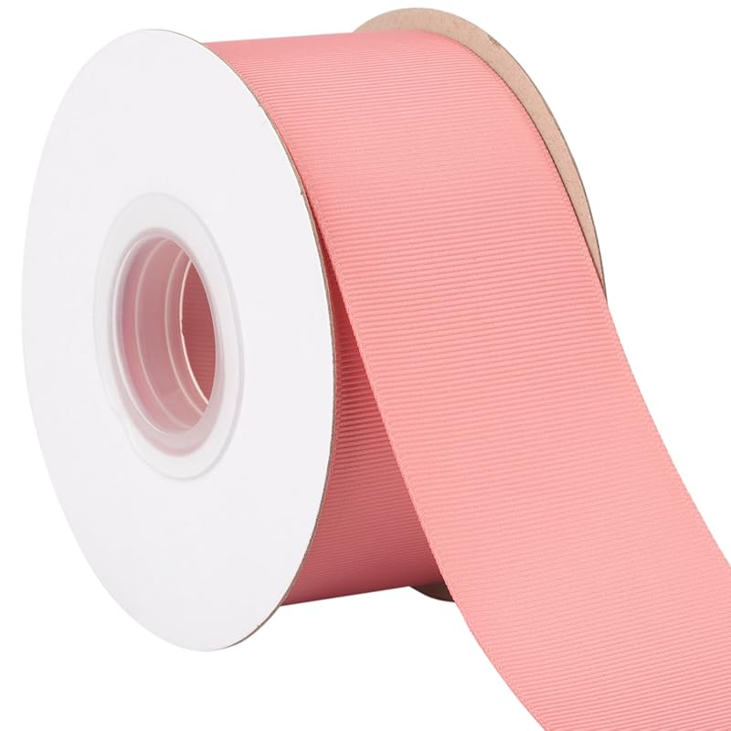 [Tekdeere]Width 50mm Solid Dusty Rose Grosgrain Ribbon, Perfect for Gift Wrapping, Sewing, Hair Accessories, Wedding Decorations - 22 Meters/roll