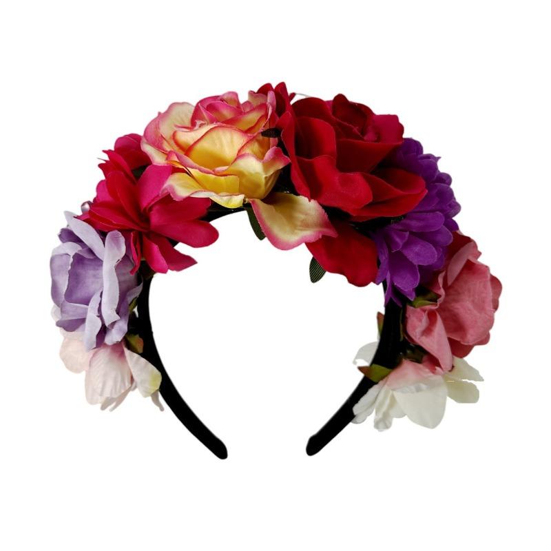 European and American simulated fabric flower headband, retro oversized rose headband travel vacation party dress up headgear