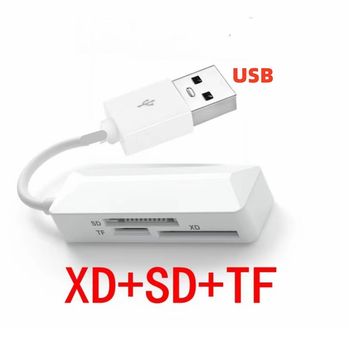 

3 в 1 Card Reader Type-C/USB/Lighting To XD SD TF Card Adapter for Xiaomi Huawei USB C Cellphone Laptop Converter USB Card Reader білий