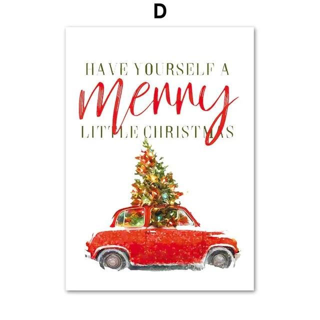 Wesołych Świąt Skarpetka Ciężarówka Samochód Grafika Ścienna Obraz na Płótnie, Nordyckie Plakaty i Druki, Wystrój Domu Salonu, 69F 0316