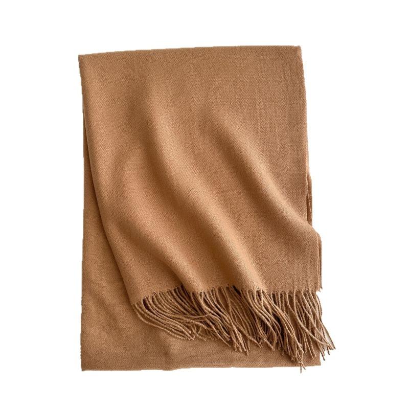 New Solid Color Fringed Scarf Men's and Women's Autumn and Winter Thickened Versatile High-end Shawl Imitation Cashmere Fashion Scarf
