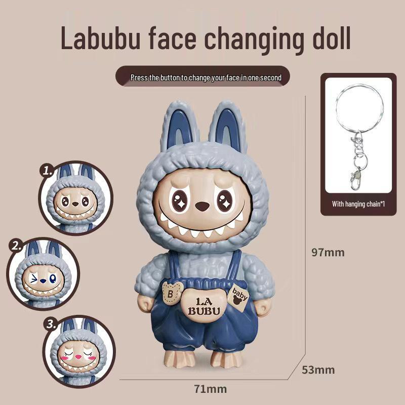 Labubu Schlüsselanhänger Nezha Gesichtswechselnde Puppe Figur Spielzeug Geschenk