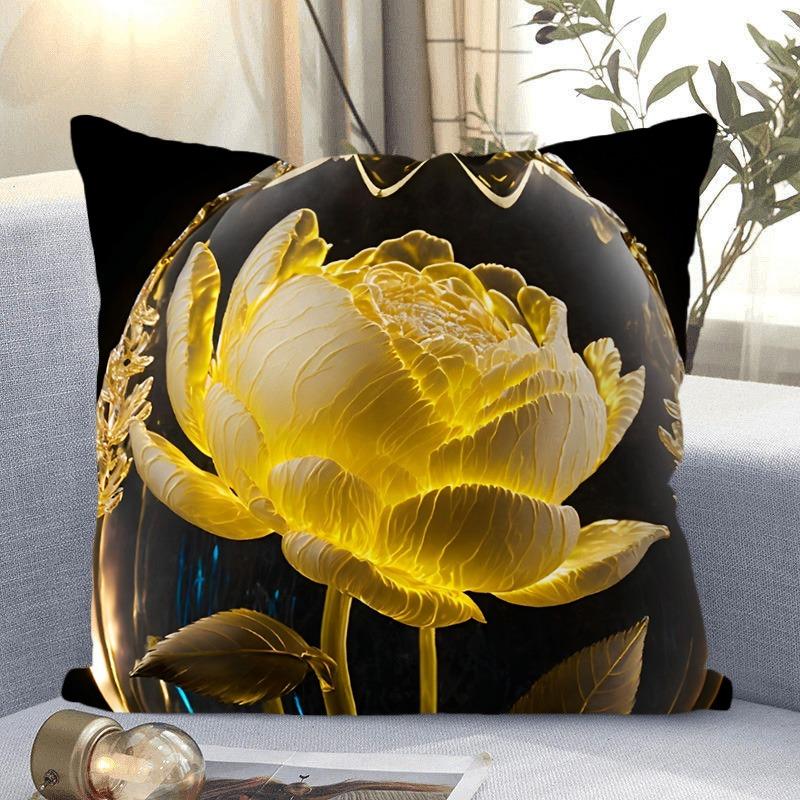 Fantasy Flower Pattern Decorative Pillowcase Living Room Bedroom Square Cushion Pillowcase