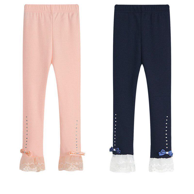 Children Girls Princess Legging Spring Autumn Trim Lace Pleated Rhinestones Leggings Cotton Leggings Pants for Girls