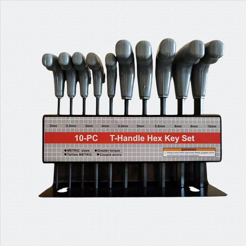 

Набор шестигранных ключей с Т-образной рукояткой, 10 шт./набор, размеры метрические или дюймовые, с удобной подставкой для хранения, многофункциональный набор ручных инструментов