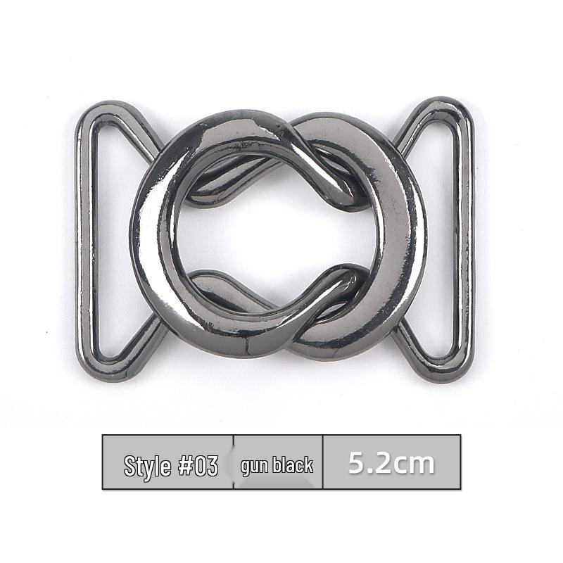 Women's Versatile Double Buckle Metal & Leather Skirt Belt for Sweaters and Trench Coats (Figure 8 Design)