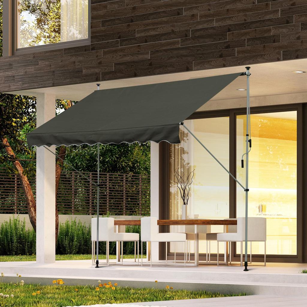 3x1.5m Adjustable Outdoor Aluminium Frame Awning Grey