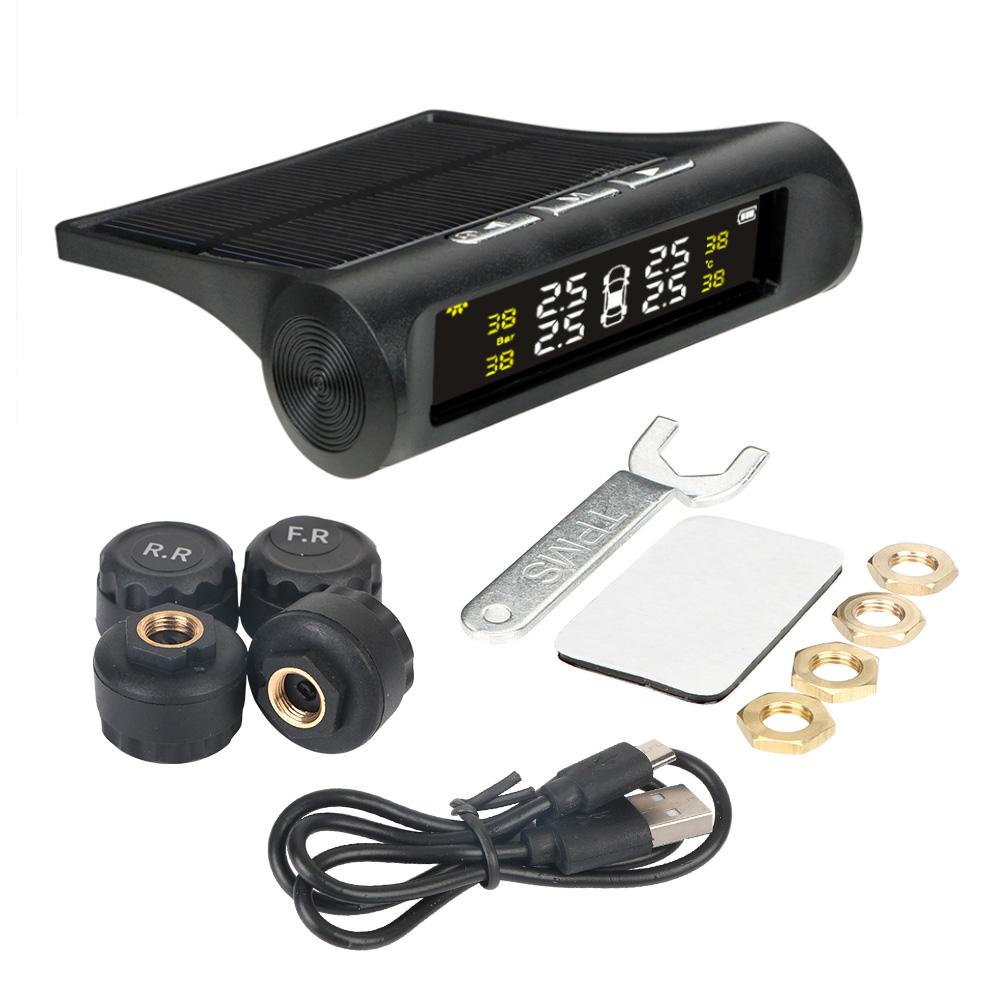 

Давление в шинах Солнечная энергия Автомобиль TPMS Система контроля давления в шинах Цифровой ЖК-дисплей Системы автоматической охранной сигнализации чёрный