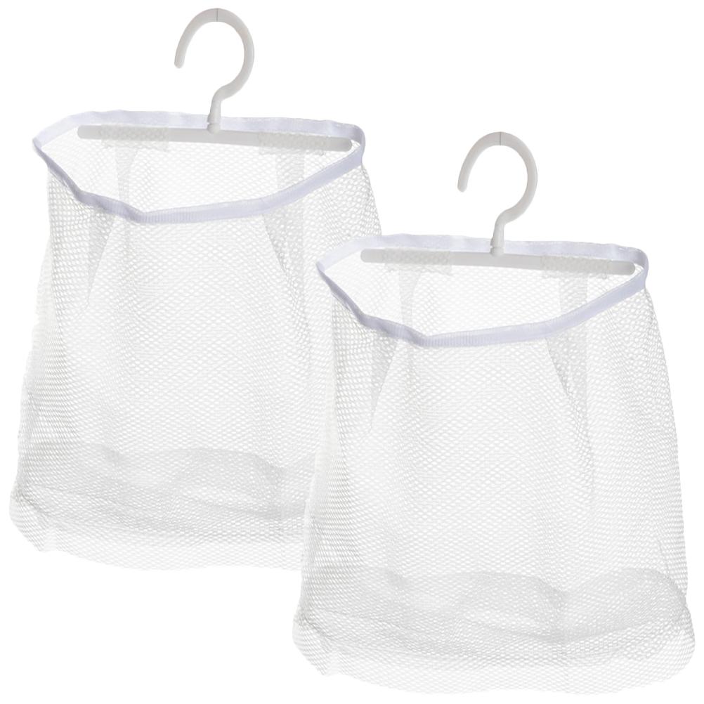 

2 Pcs Storage Baskets Mesh Hanging Bag Bathroom Sorter Breathable Hook up Clothespin Shower White for Socks Laundry Travel 24.5X22CM белый