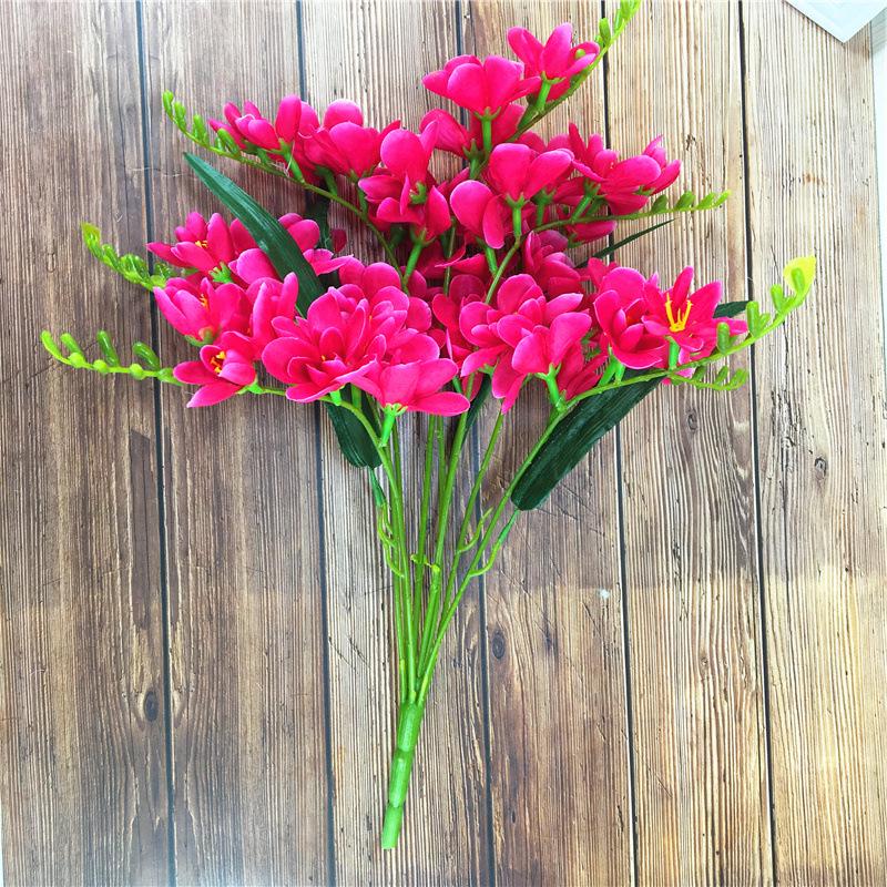 Freesia Living Room Artificial Silk Phalaenopsis and Cymbidium Flower Arrangement – 9-Branch Set