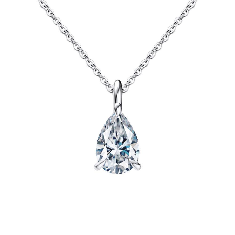 Fine Pendant Necklaces 8A Cubic Zircon Waterdrop Charms 925 Sterling Siver 14k Gold Plated CZ Necklace for Women