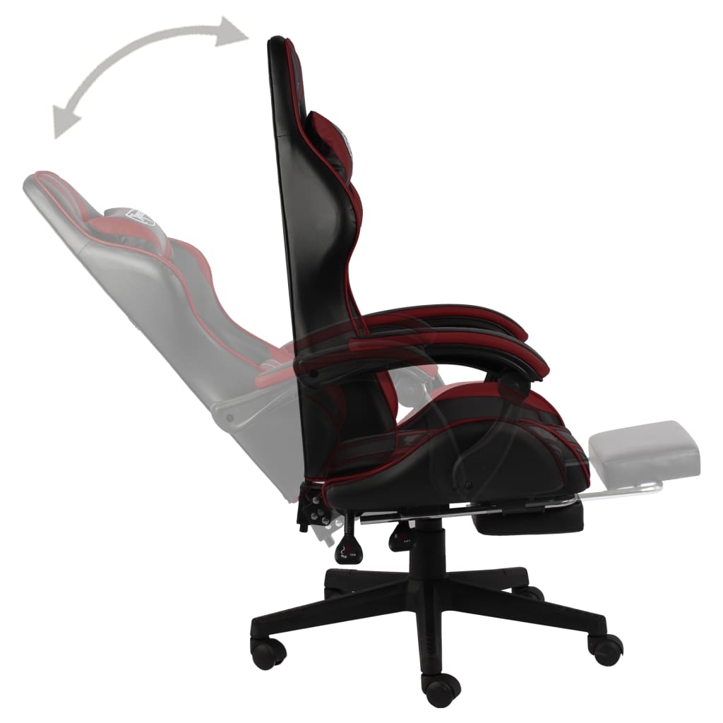 Gaming Chair with Footrest Black and Burgundy Artificial Leather