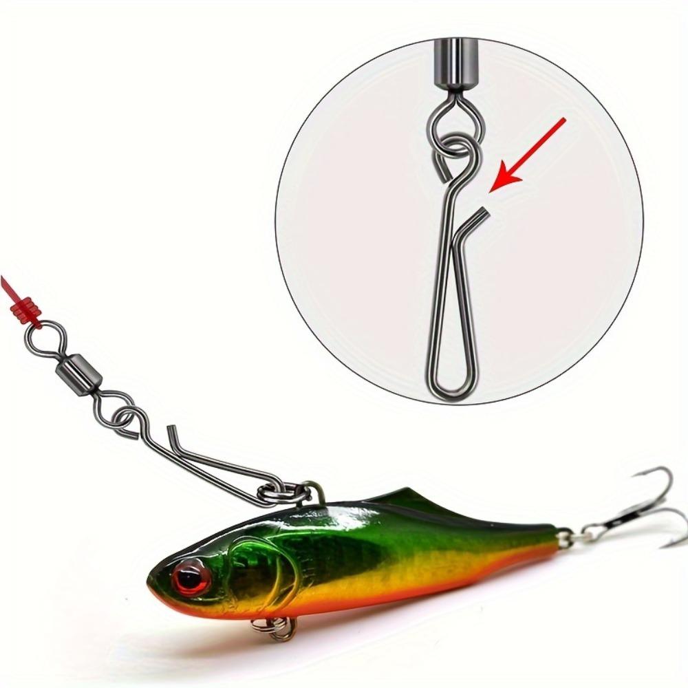 100pcs Silvery Stainless Steel Sea Fishing Lure Hanging Pin, Quick Connector Hook, Fishing Gear Buckle