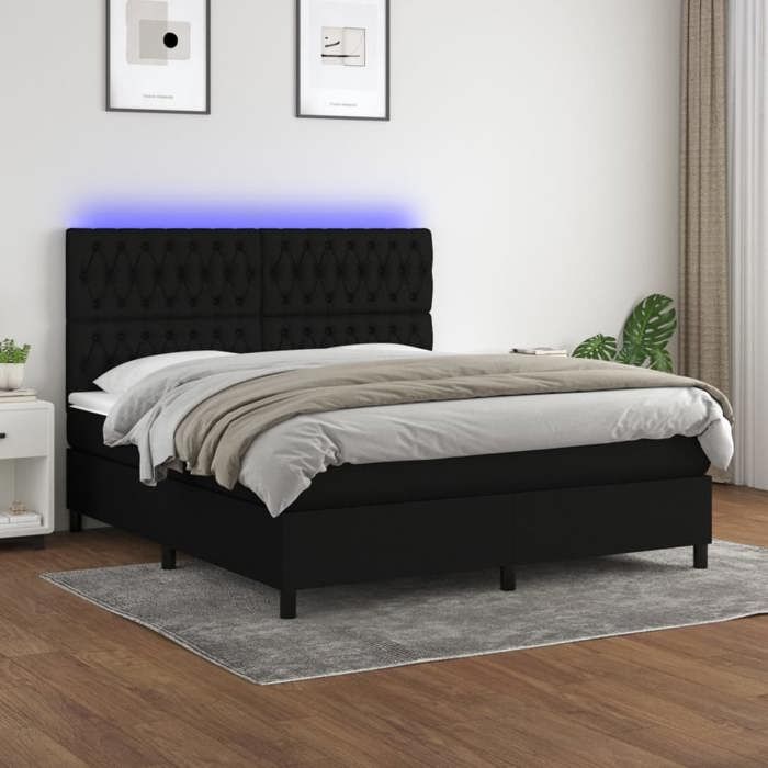 VidaXL Sommier à Lattes de Lit avec Matelas et LED, Lit Rembourré, Lit Double, Lit Adulte de Chambre à Coucher Intérieur, 3135135