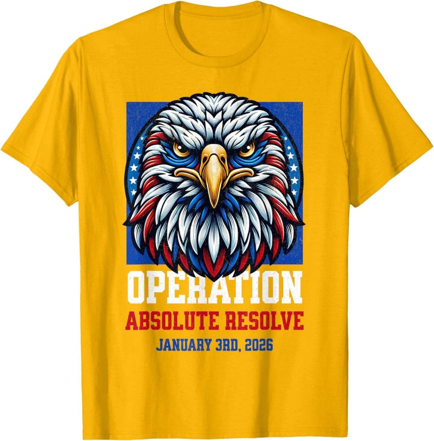 Operation Absolute Resolve American Bravery 100% Cotton T-shirt Mens Tees Top 2XL