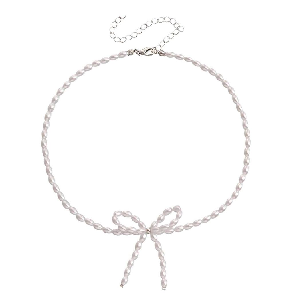 European & American Cross-border Bowknot Faux Pearl Choker Necklace: Niche Design & Light Luxury for Women