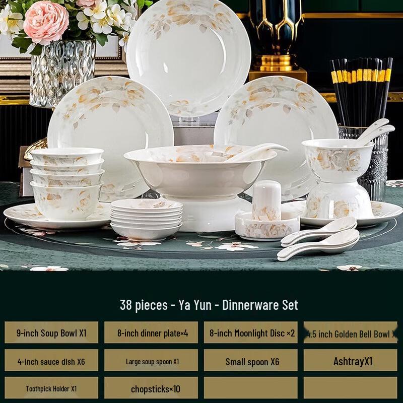 Ru Han 38-Piece Elegant Ceramic Dinnerware Set