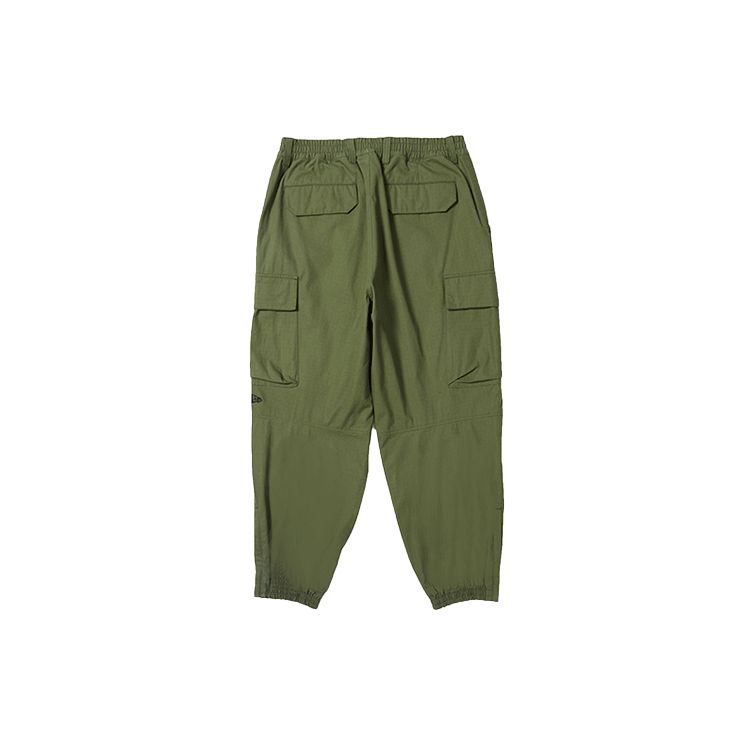 New Era Solid Color Cargo Zipper Fastening Cuffed Straight Leg Casual Pants Unisex pants Army-Green 12866436