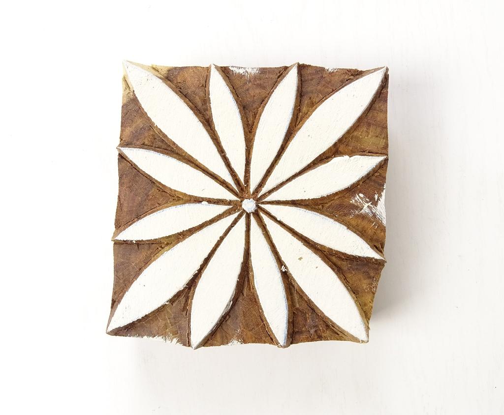 Star Indian Wood Block Art Handcarved Printing Block Textile Stamp