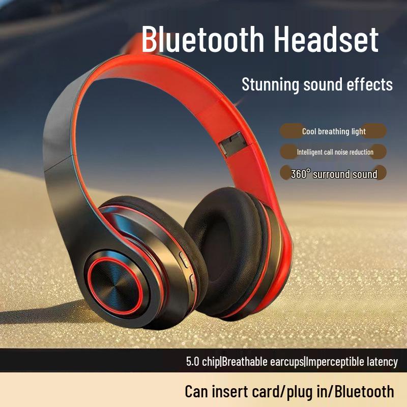 B39 Over-Ear Bluetooth Headphones with Cool Light Effects, Card Slot, and Enhanced Sound Quality for Men, Women & Students