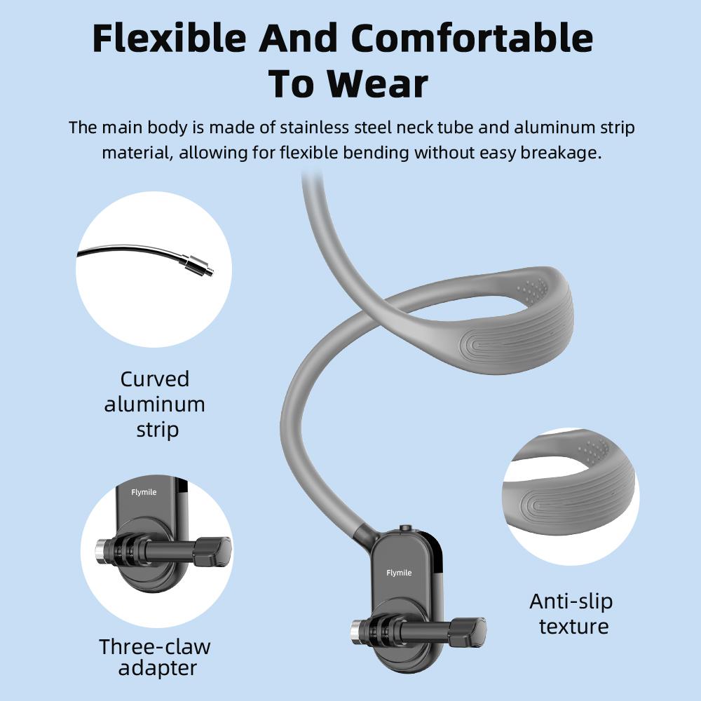 Flymile Neck Mount for DJI Action 5/Gopro 13/Insta360 Camera/Phone Neck Holder for Indoor Outdoor Video Recording POV Vlog